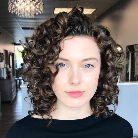 curly medium length bob|More.